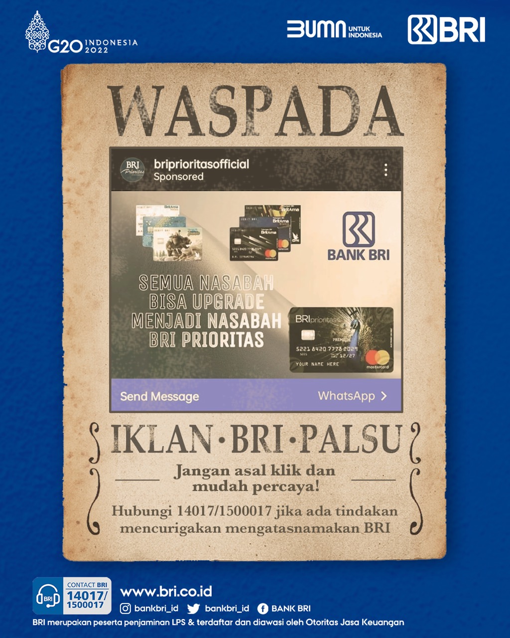 Waspada Modus Iklan Palsu - Bank BRI | Melayani Dengan Setulus Hati