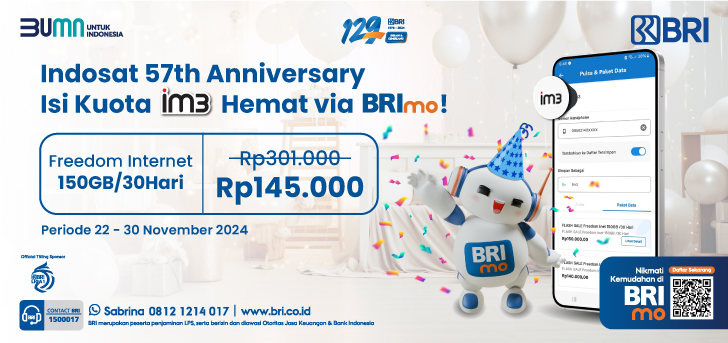 Indosat 57th Anniversary Isi Kuota IM3 Hemat via BRImo!