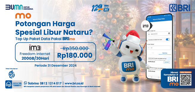 Promo Spesial Libur Nataru, Kuota IM3 Hemat via BRImo!