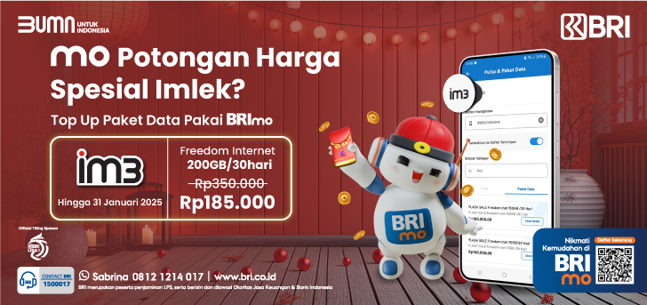 Promo Spesial Imlek, Beli Kuota IM3 Lebih Hemat dengan BRImo