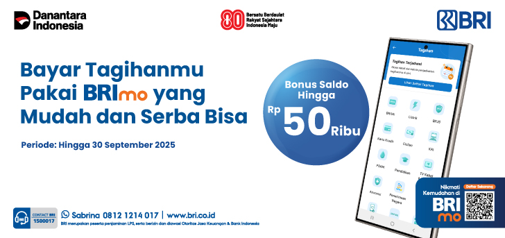 Bayar Tagihan di BRImo dan Dapatkan Bonus Saldo Rp50 Ribu