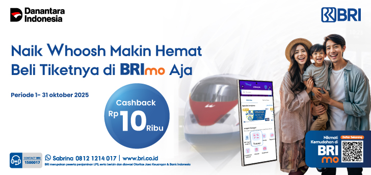 Promo Beli Tiket Whoosh Makin Hemat di BRImo