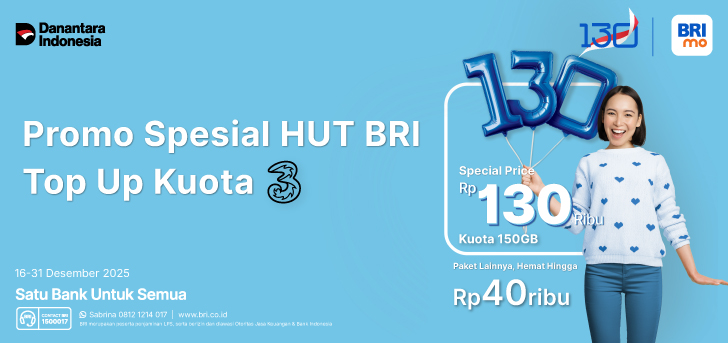 Promo Spesial HUT BRI Top Up Kuota 3