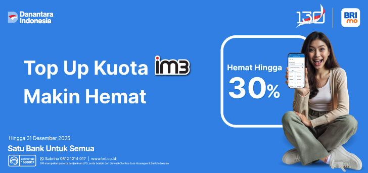 Top Up Kuota im3 Makin Hemat di BRImo