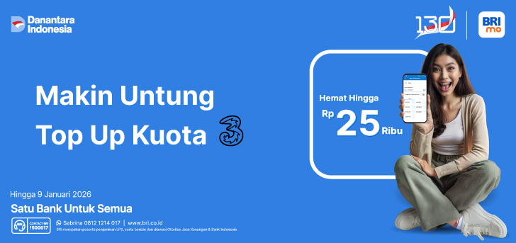 Makin Untung Top Up Kuota 3 di BRImo