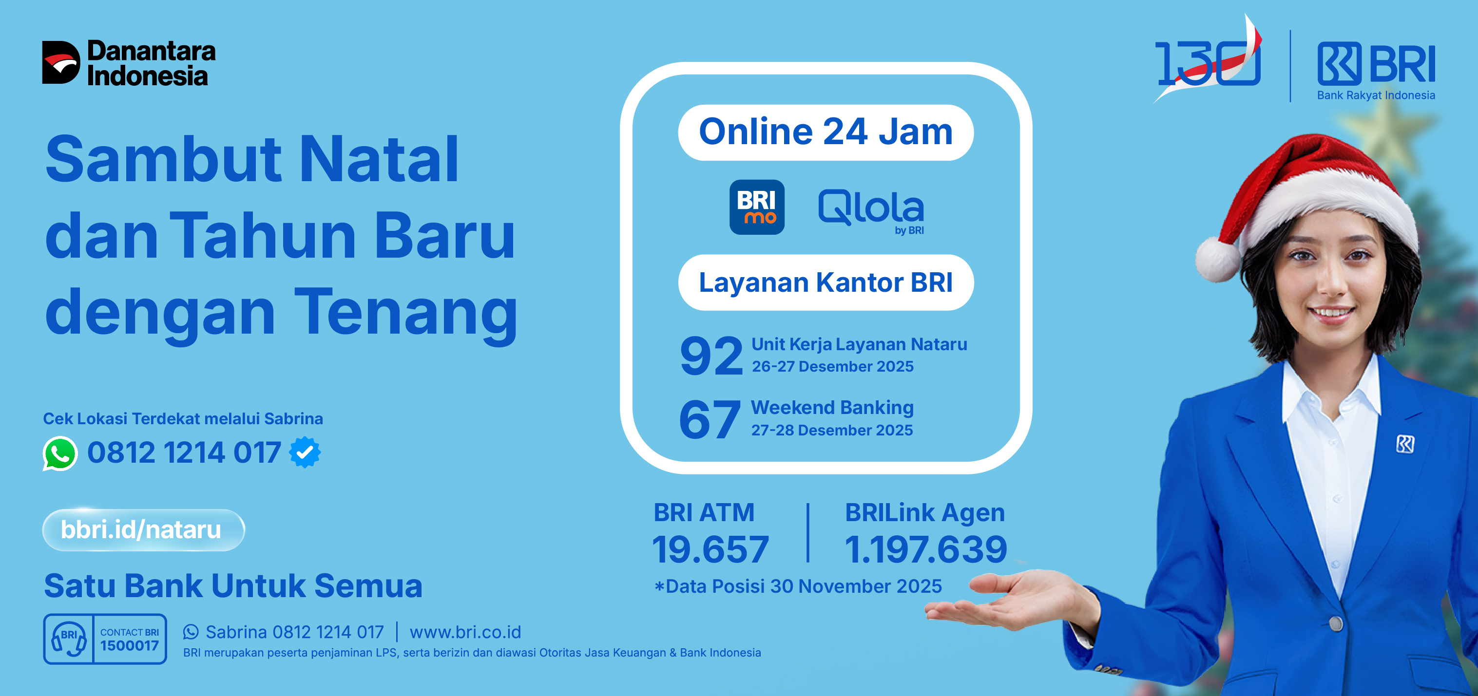 Unit Kerja BRI Layanan Natal 2025 dan Tahun Baru 2026