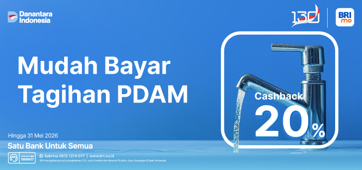 Cashback 20% Bayar Tagihan PDAM di BRImo