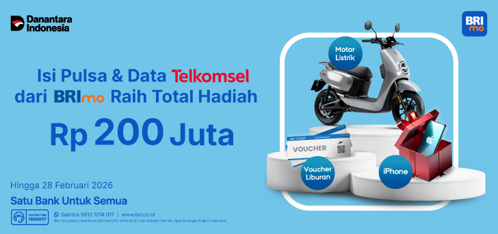 Perbanyak Transaksi Pulsa/Data Telkomsel di BRImo dan Dapatkan Hadiah Hingga Motor Listrik