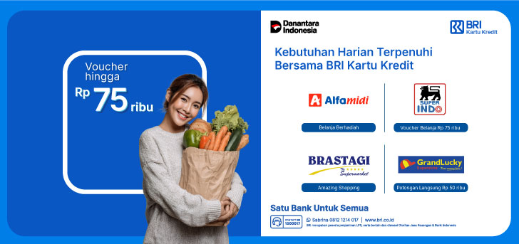 Belanja Berhadiah dan Voucher Belanja Hingga Rp75 Ribu Menggunakan BRI Kartu Kredit di Merchant Groceries Pilihan