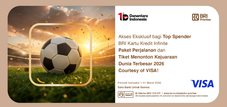 Menangkan Perjalanan Eksklusif ke FIFA World Cup bersama BRI Kartu Kredit berlogo Visa