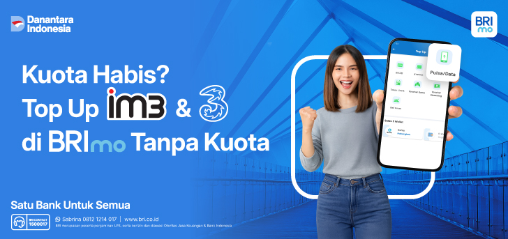 Top Up Kuota IM3 dan 3 tanpa Kuota di BRImo